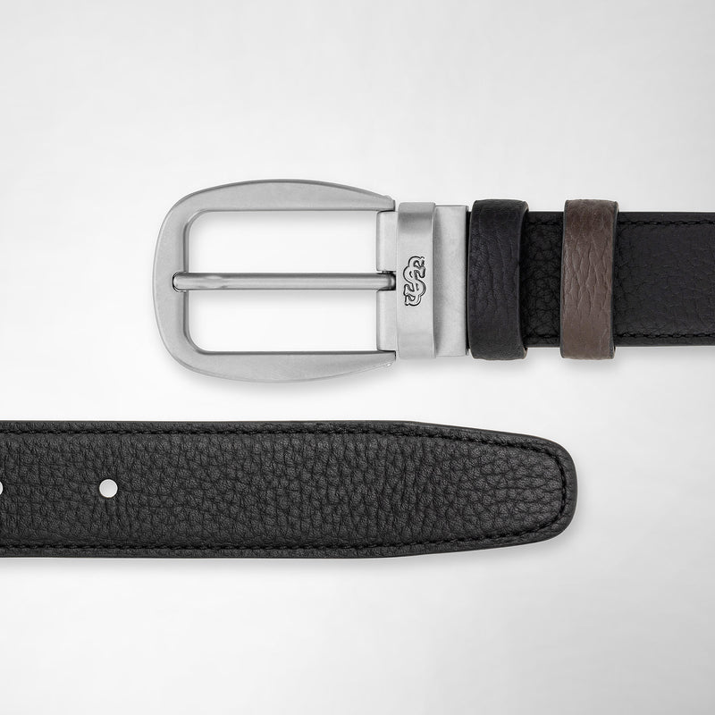 Serapian Cintura reversibile in pelle cachemire nero-espresso Acquista Ora