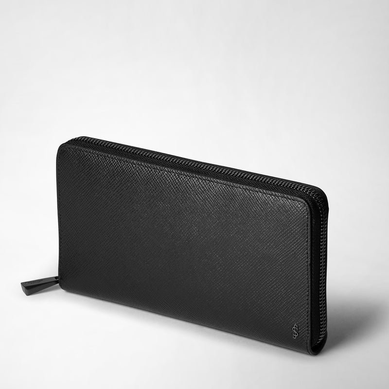 Serapian Zip-around wallet in evoluzione leather eclipse black 2025