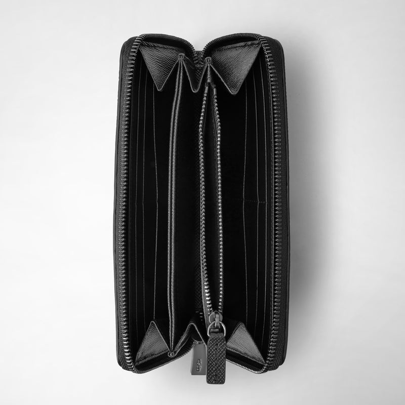 Serapian Zip-around wallet in evoluzione leather eclipse black 2025