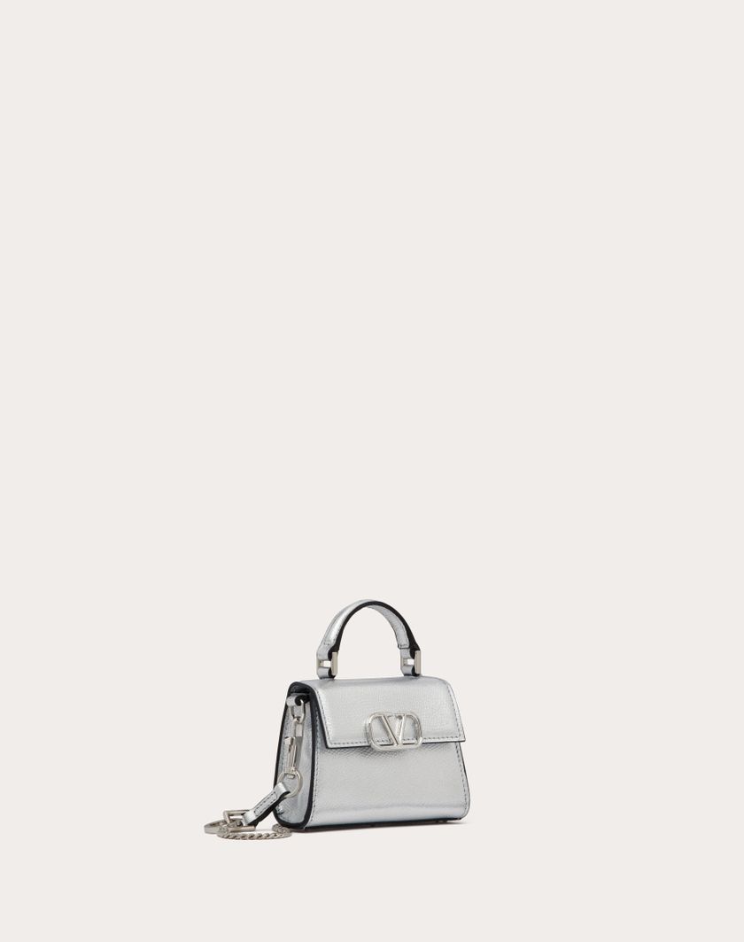 Valentino Handbags Borsa A Mano Micro Vsling In Vitello Granato Metallizzato per Donna in Argento | Valentino IT Affare Del Giorno